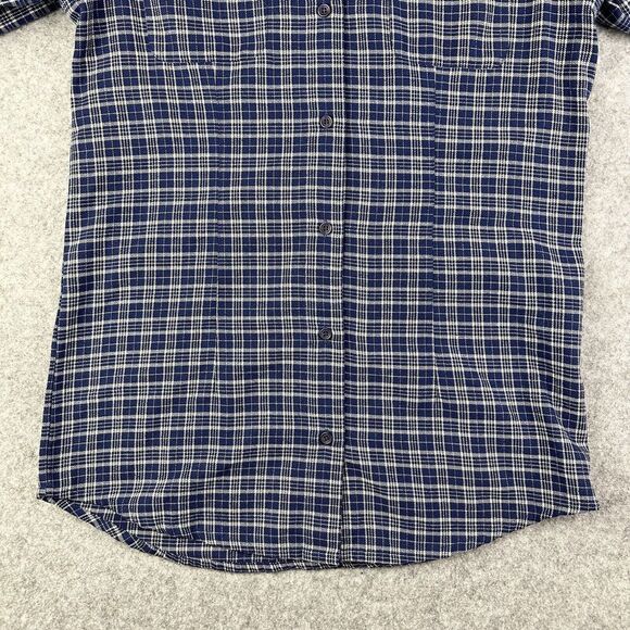 Outback Trading Co Flannel Shirt Womens M Blue Plaid Button Hiking Camp Outdoors - Picture 4 of 13